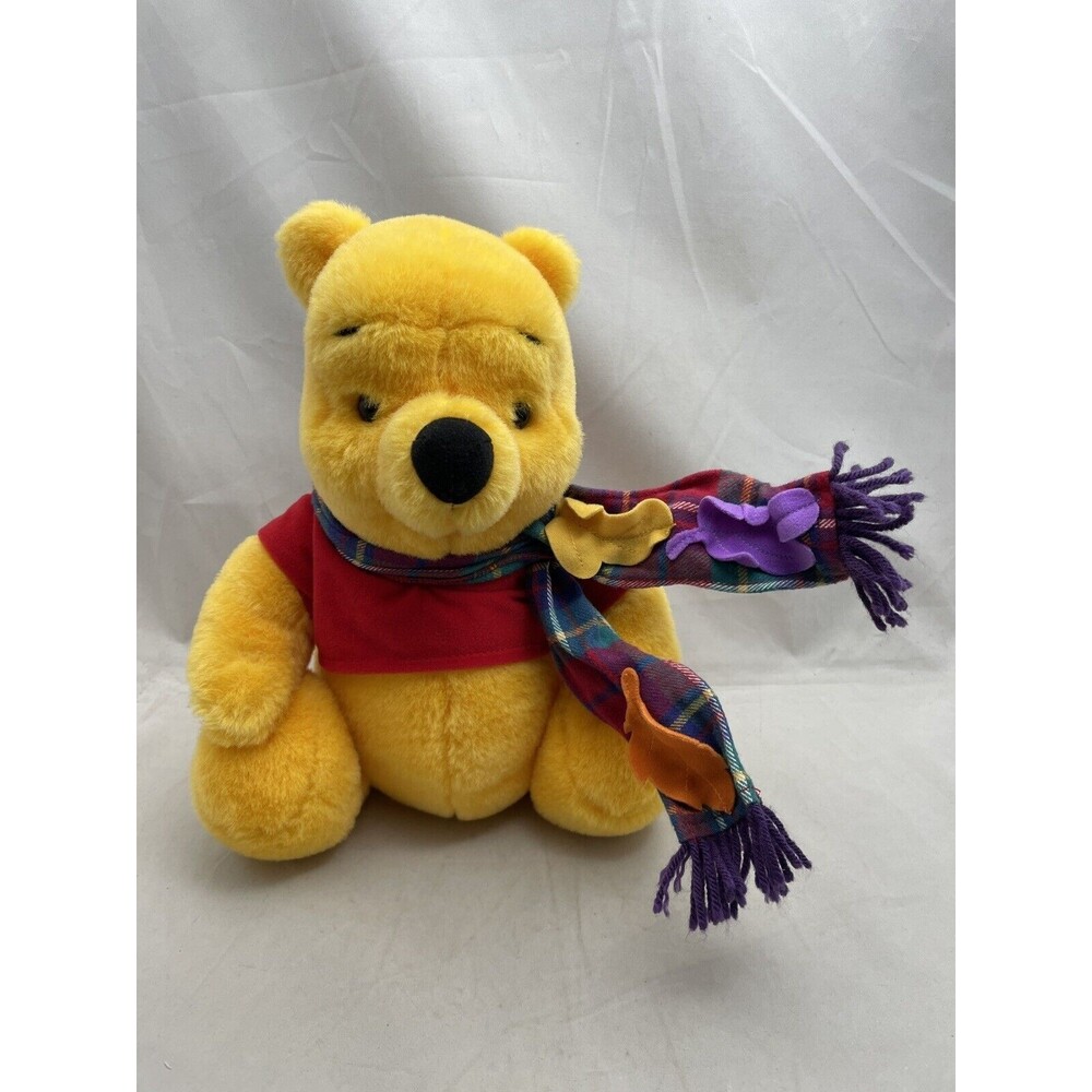 Disney's Winnie the Pooh Plush with Fall Scarf Leaves 1998 Mattel Vintage